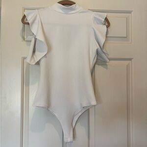 White Ruffled Women’s Body Suit